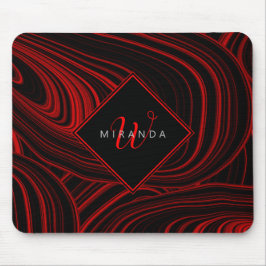 Stilvolles Schwarz Mit Monogramm Abstraktes Muster Mousepad