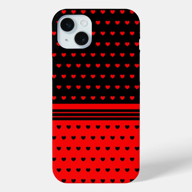 Stilvolles Schwarz-Rot-Herz-Muster Case-Mate iPhone Hülle (Rückseite)