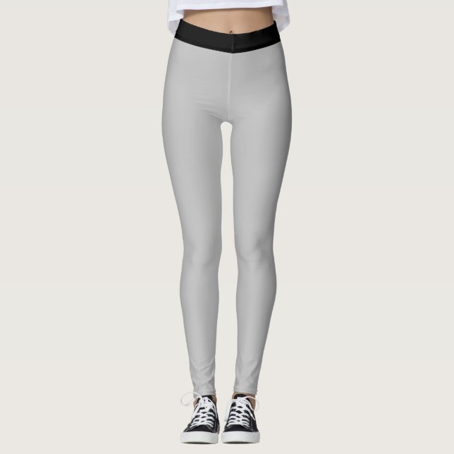 Stilvolles Schwarz & Silver Geometrisches Muster Leggings (Vorderseite)