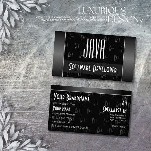 Stilvolles Schwarz-Weiß-Cool mit Buchstaben-Muster Visitenkarte
