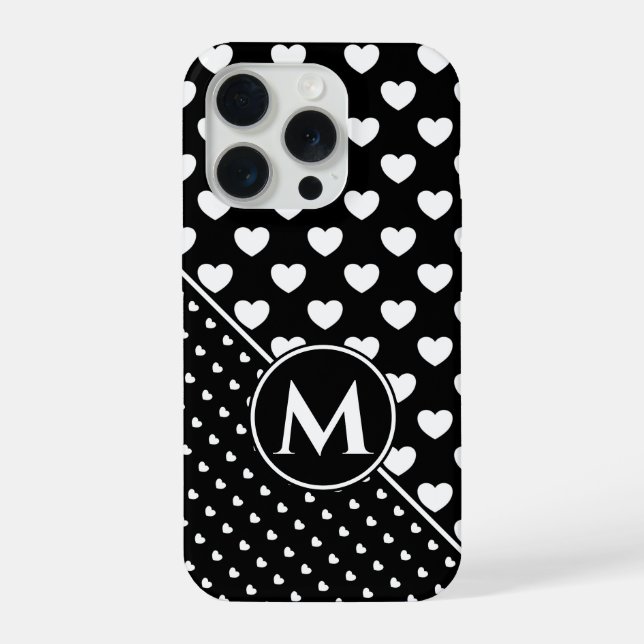 Stilvolles Schwarz-Weiß-Einzelstück mit Monogramm iPhone Hülle (Rückseite)