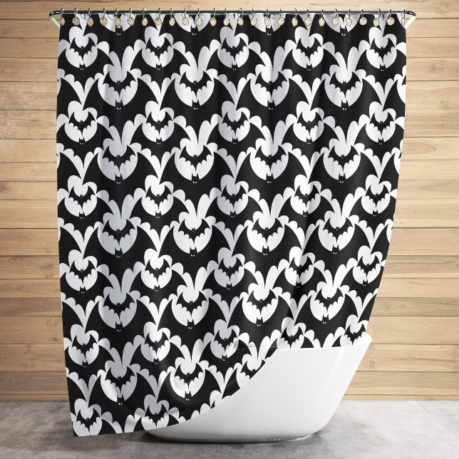 Stilvolles Schwarz-Weiß-Flechtmuster Duschvorhang (Stylish Black And White Goth Bats Pattern Shower Curtain)