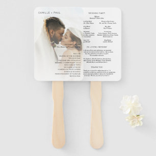Stilvolles Schwarz-Weiß-Foto-Hochzeitsprogramm Fächer