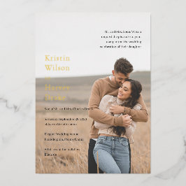 Stilvolles Schwarz-Weiß-Foto Moderne Hochzeit Folieneinladung