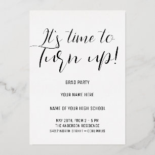 Stilvolles Schwarz-Weiß-Party Folieneinladung