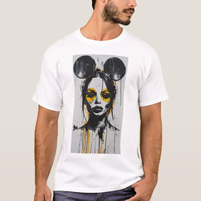 Stilvolles Schwarz-Weiß-Portrait T - Shirt (Vorderseite)