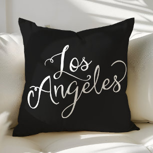 Stilvolles Schwarz-Weiß-Typografie aus Los Angeles Kissen