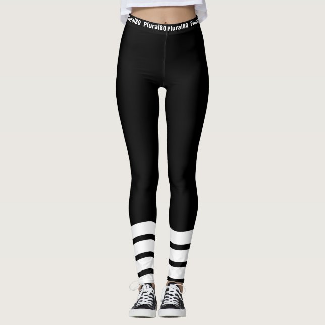 Stilvolles Schwarz-weißes Training Leggings (Vorderseite)