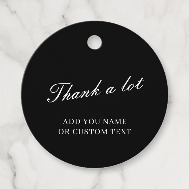 Stilvolles schwarzes Dankeschön-Typografie-Design Geschenkanhänger (Vorderseite)