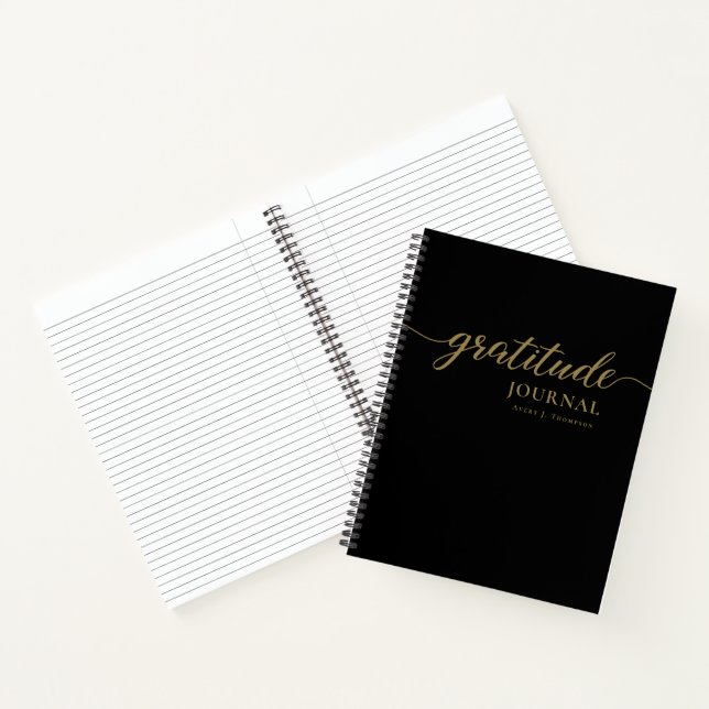 Stilvolles Schwarzes Gold Personalisiert Dankesbla Notizbuch (Innenseite)