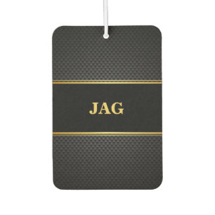 Stilvolles schwarzes Kohlenstoff-Gold-Monogramm Autolufterfrischer