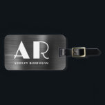 Stilvolles Schwarzes Metal Monogram fett Two Initi Gepäckanhänger<br><div class="desc">Elegant Stilvoll Modern fett zwei Monogramm Initial Name Schwarzes Metall Custom Personalisierte Personalisierte Gepäcktasche Tag. Dieses Design mit vollständigem Namen Typografie mit 2 Monogramm Initial, Adresse Info über schwarze Imitate metallische Folie Hintergrund. Diese sind einfach zu anpassen. Stilvolle feminine oder maskuline Geschenke für Hochzeiten, süße 16 Geburtstage, Brautparty, Abschluss und...</div>