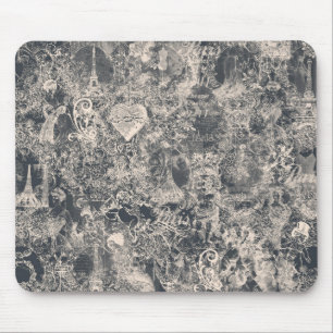 Stilvolles schwarzes Pariser Toile-Design Mousepad