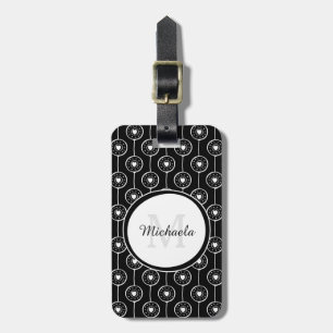 Stilvolles Schwarzweiss-Herz-Monogramm mit Namen Gepäckanhänger