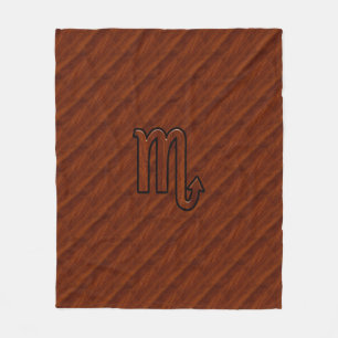Stilvolles Scorpio Zodiac Symbol in Mahagoni Fleecedecke