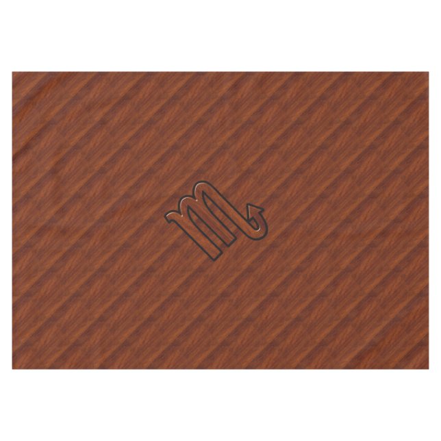 Stilvolles Scorpio Zodiac Symbol in Mahagoni Tischdecke (Vorderseite (Horizontal))