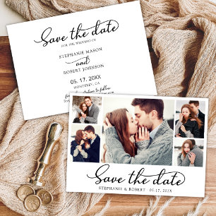 Stilvolles Script 3 Foto Collage Wedding Save The Date