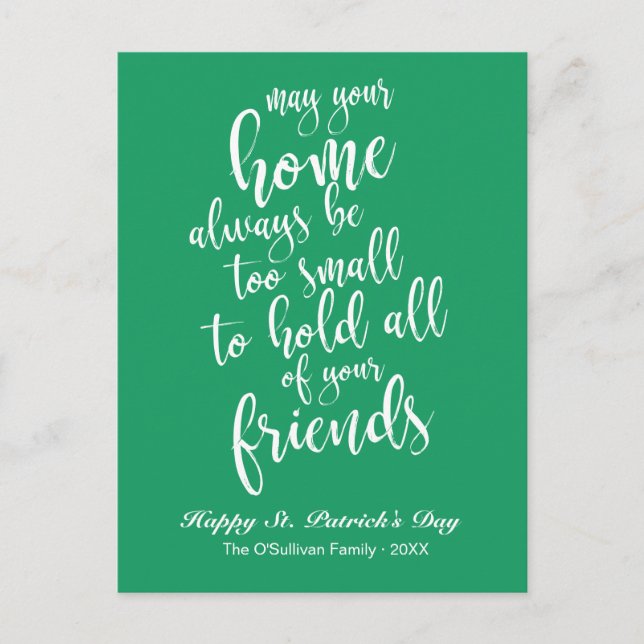 Stilvolles Script Irish Blessing St. Patrick's Day Postkarte (Vorderseite)