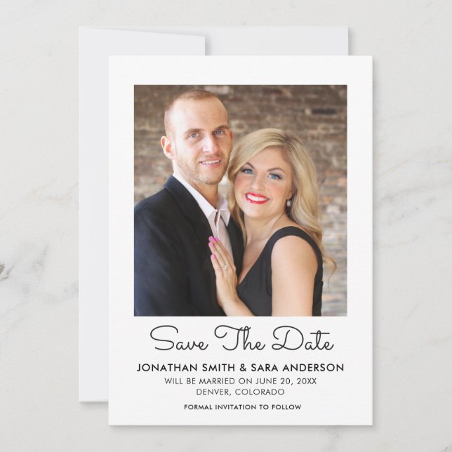 Stilvolles Script Minimal Save the Date Foto (Vorderseite)