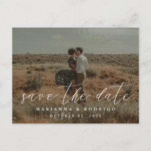 Stilvolles Script Wedding Foto Save the Date Postkarte