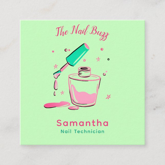 Stilvolles Set der Nail Technician Business Card Quadratische Visitenkarte (Vorderseite)