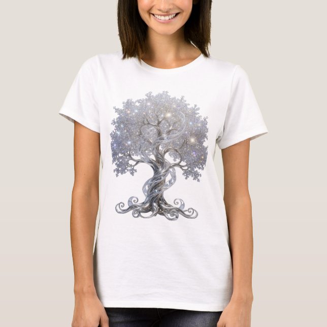Stilvolles Silber ABSTRACT ART Design T-Shirt (Vorderseite)