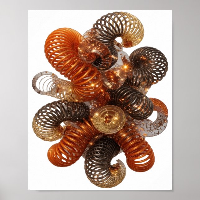 Stilvolles Silber ABSTRACTE KUNST Poster (Vorne)