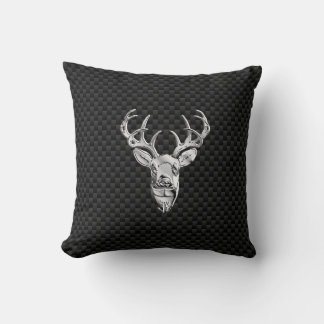Stilvolles Silber Deer on Carbon Fibre Kissen