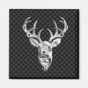 Stilvolles Silber Deer on Carbon Fibre Magnet