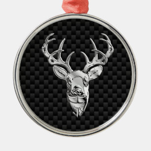 Stilvolles Silber Deer on Carbon Fibre Silbernes Ornament