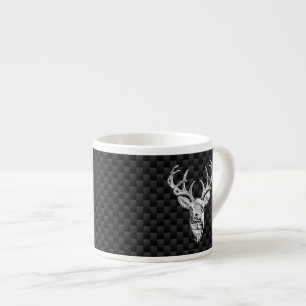 Stilvolles Silber Deer on Carbon Print Espressotasse