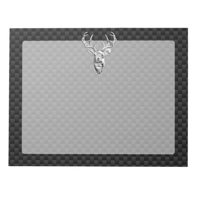 Stilvolles Silber Deer on Carbon Print Notizblock (Vorderseite)