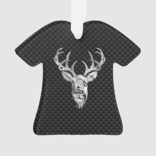 Stilvolles Silber Deer on Carbon Print Ornament
