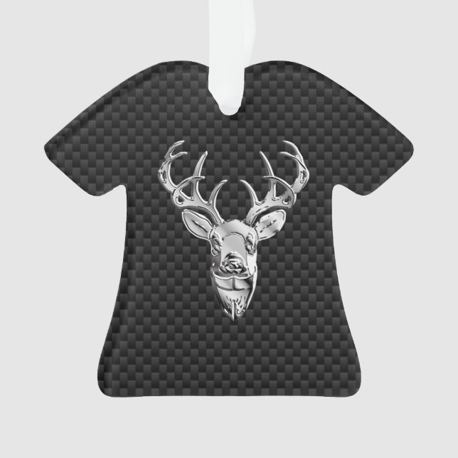 Stilvolles Silber Deer on Carbon Print Ornament (Vorderseite)