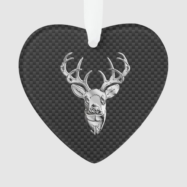 Stilvolles Silber Deer on Carbon Print Ornament (Vorderseite)