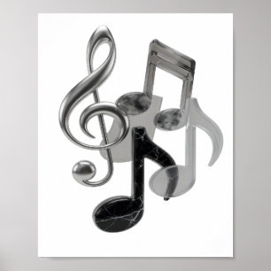 Stilvolles Silber MUSIC IN MOTION Slogan Design Poster