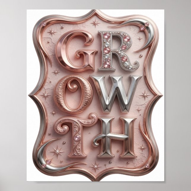 Stilvolles Silber-Wachstums-Slogan-Design Poster (Vorne)