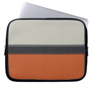Stilvolles, silbergraues Navy Orange Red Stripe Mu Laptopschutzhülle
