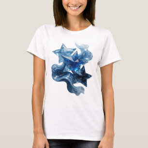 Stilvolles Silbernes BLUE STARS Grafikdesign T-Shirt