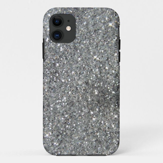 Stilvolles silbernes Glitzerglitz-Foto Case-Mate iPhone Hülle (Rückseite)