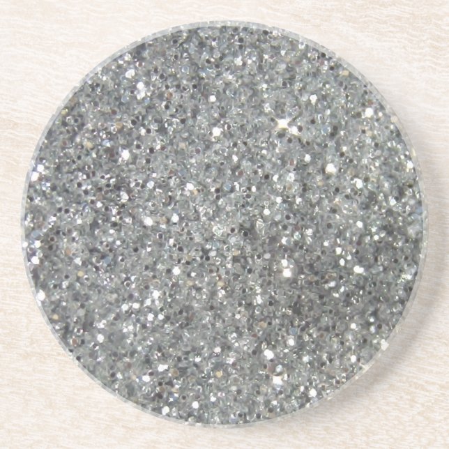 Stilvolles silbernes Glitzerglitz-Foto Getränkeuntersetzer (Vorne)