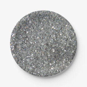 Stilvolles silbernes Glitzerglitz-Foto Pappteller