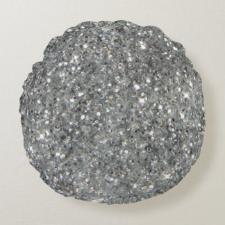 Stilvolles silbernes Glitzerglitz-Foto Rundes Kissen