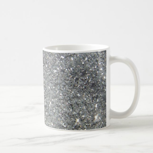 Stilvolles silbernes Glitzerglitz-Foto Tasse (Rechts)