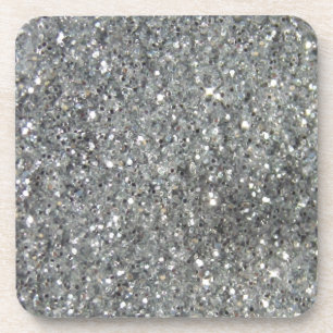 Stilvolles silbernes Glitzerglitz-Foto Untersetzer