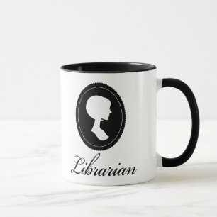 Stilvolles Silhouette-Bibliothekar-Geschenk Tasse