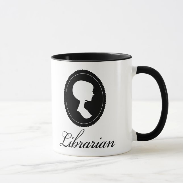 Stilvolles Silhouette-Bibliothekar-Geschenk Tasse (Rechts)