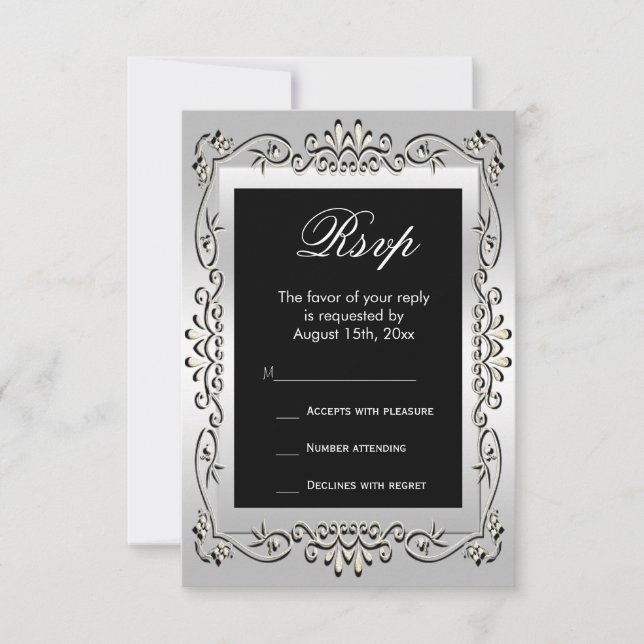Stilvolles Silver 60. Wedding RSVP Karte (Vorderseite)