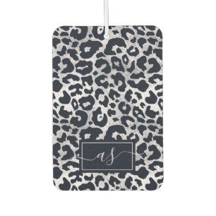 Stilvolles Silver Black Leopard Print monogrammati Autolufterfrischer