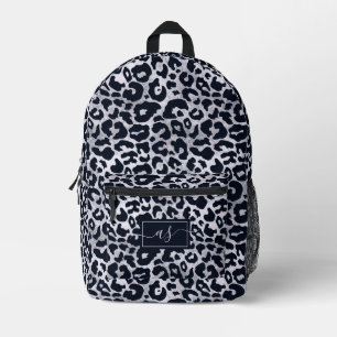 Stilvolles Silver Black Leopard Print monogrammati Bedruckter Rucksack